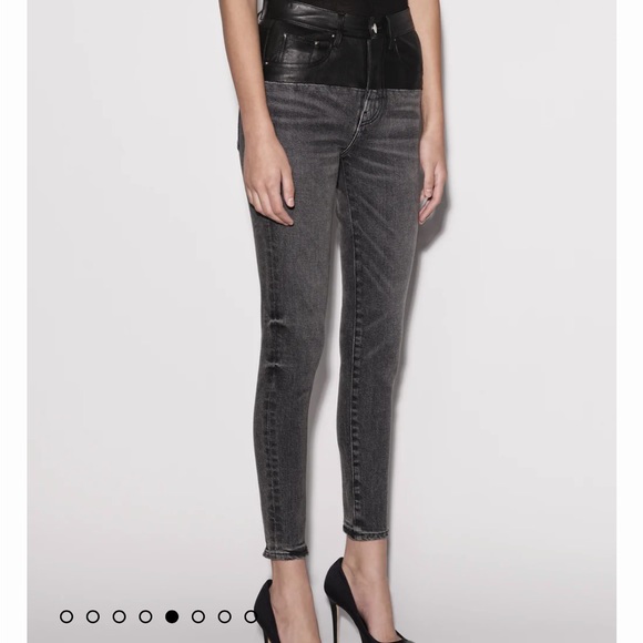 **SOLD** NEW Amiri Genuine Leather Contrast Skinny Jeans Aged Black/Black 25 - Picture 10 of 17